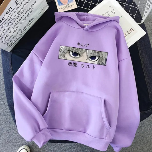 Hunter x Hunter Killua Zoldyck Devil Eye Print Anime Hoodie - Unisex Streetwear, Kawaii Hisoka Hoodie