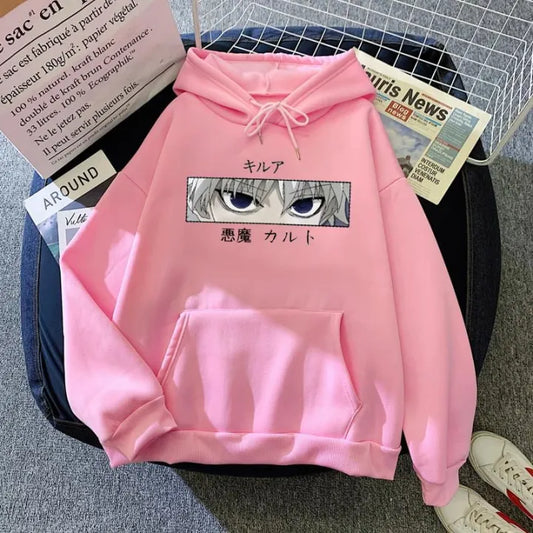Hunter x Hunter Killua Zoldyck Devil Eye Print Anime Hoodie - Unisex Streetwear, Kawaii Hisoka Hoodie