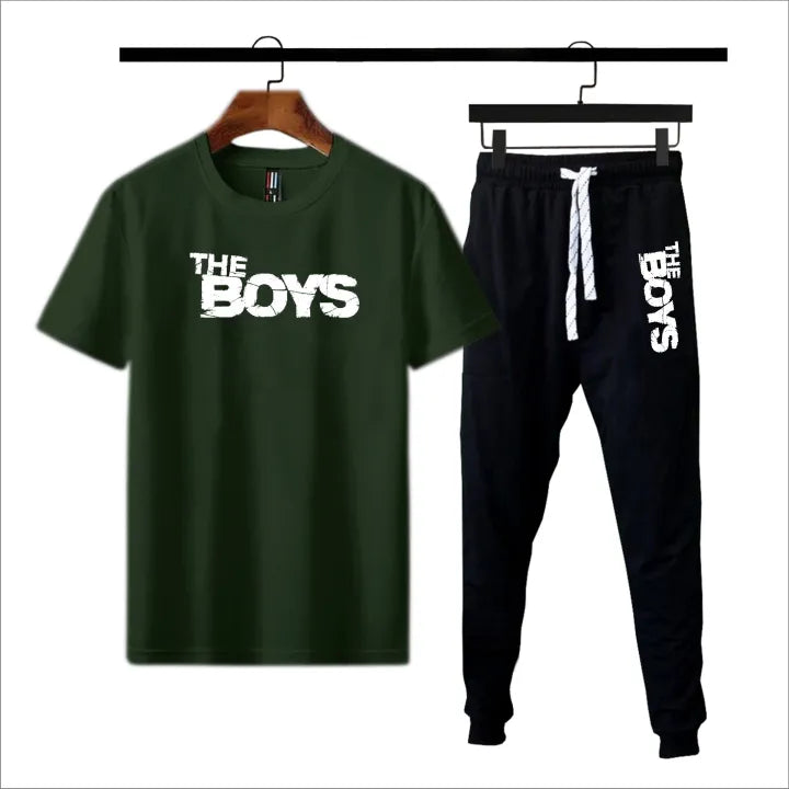 Yellow & black The boys printed summer tracksuit for men round neck half sleeves tshirt&trouser for men& boys best article of summer collection