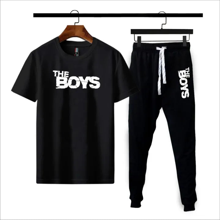 Yellow & black The boys printed summer tracksuit for men round neck half sleeves tshirt&trouser for men& boys best article of summer collection
