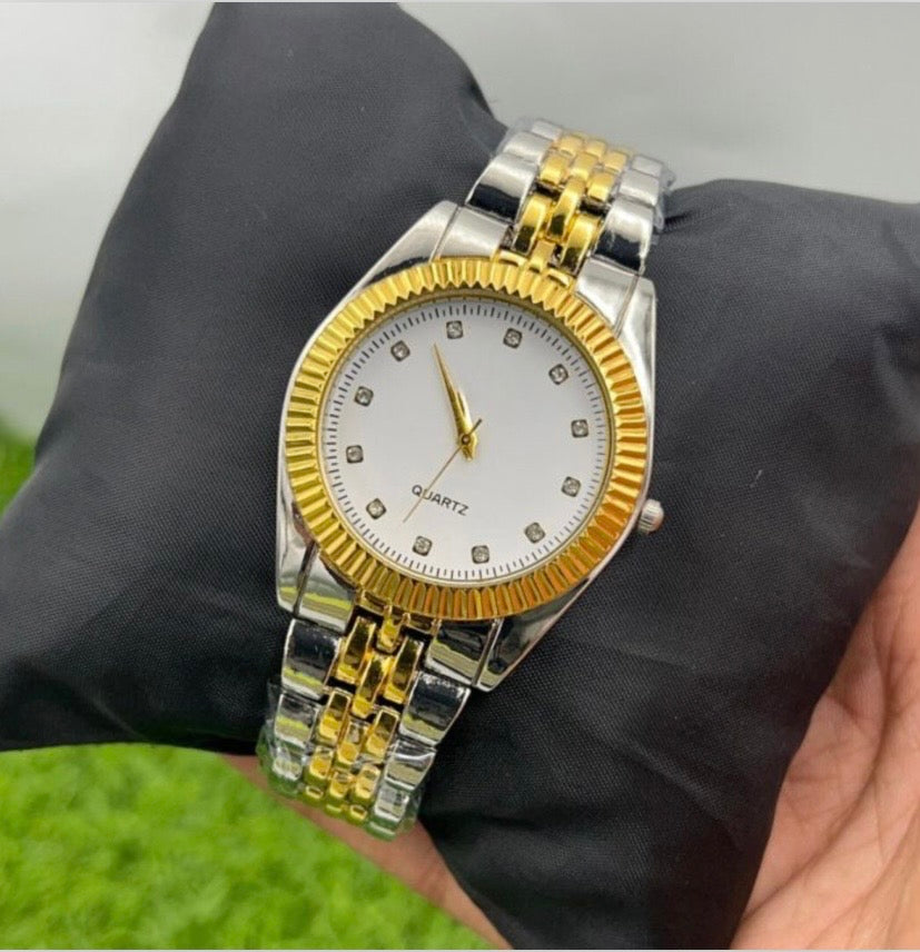 Top Quality Two Tone Stainless Steel chain Watch for Men and women watch Gifts | Classic Luxury Watch for Men / Boys - Stylish Stainless Steel
