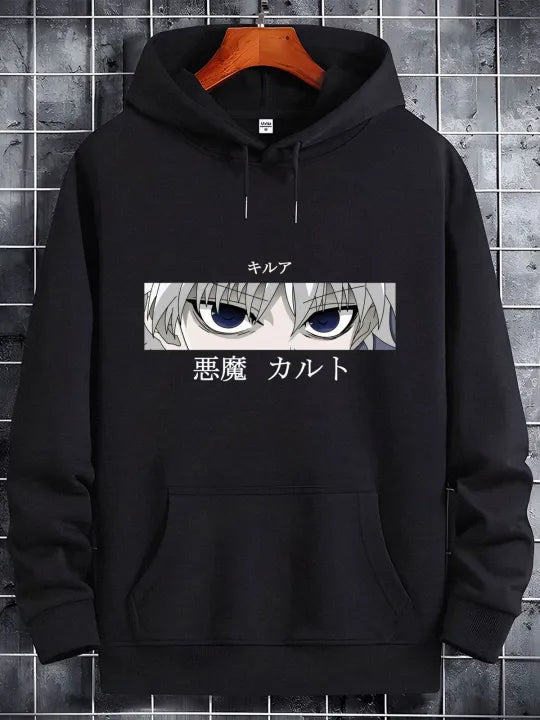 Hunter x Hunter Killua Zoldyck Devil Eye Print Anime Hoodie - Unisex Streetwear, Kawaii Hisoka Hoodie